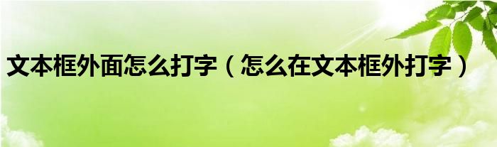 文本框外面怎么打字（怎么在文本框外打字）