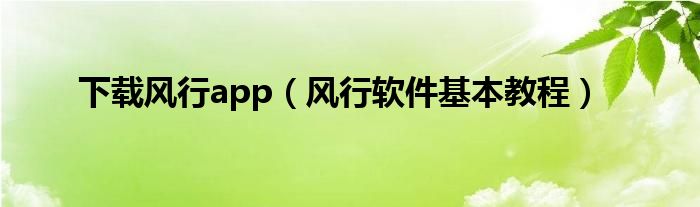 下载风行app（风行软件基本教程）