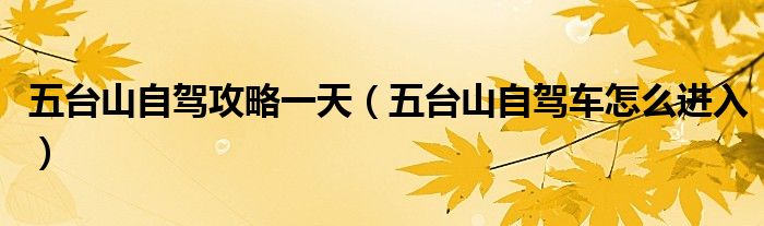 五台山自驾攻略一天（五台山自驾车怎么进入）