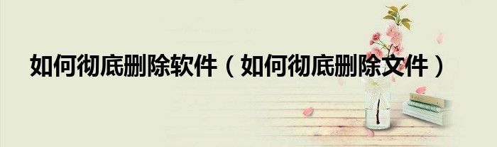 如何彻底删除软件（如何彻底删除文件）
