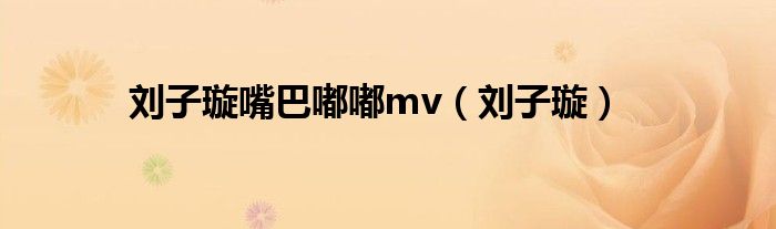 刘子璇嘴巴嘟嘟mv（刘子璇）