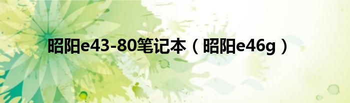 昭阳e43-80笔记本（昭阳e46g）