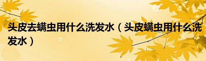头皮去螨虫用什么洗发水（头皮螨虫用什么洗发水）