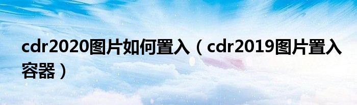 cdr2020图片如何置入（cdr2019图片置入容器）