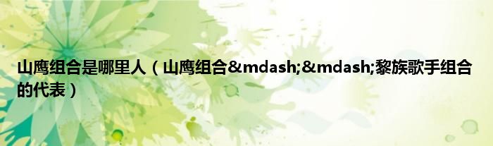 山鹰组合是哪里人（山鹰组合&amp;mdash;&amp;mdash;黎族歌手组合的代表）