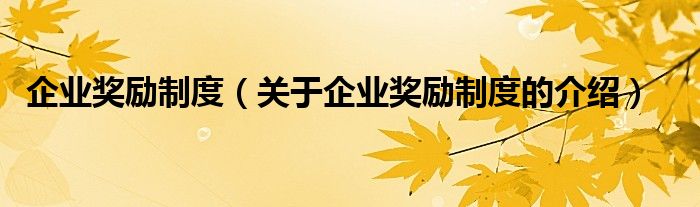 企业奖励制度（关于企业奖励制度的介绍）