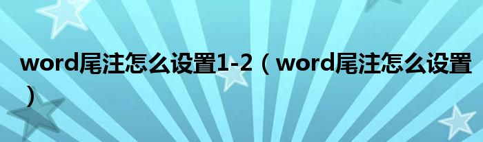 word尾注怎么设置1-2（word尾注怎么设置）