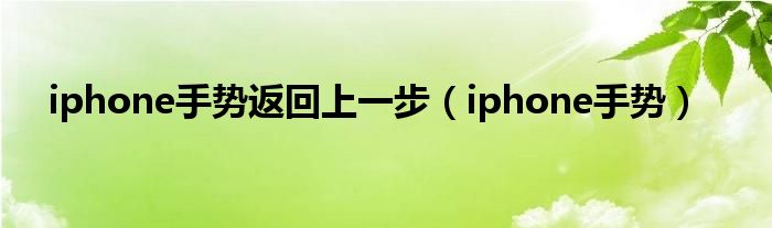 iphone手势返回上一步（iphone手势）